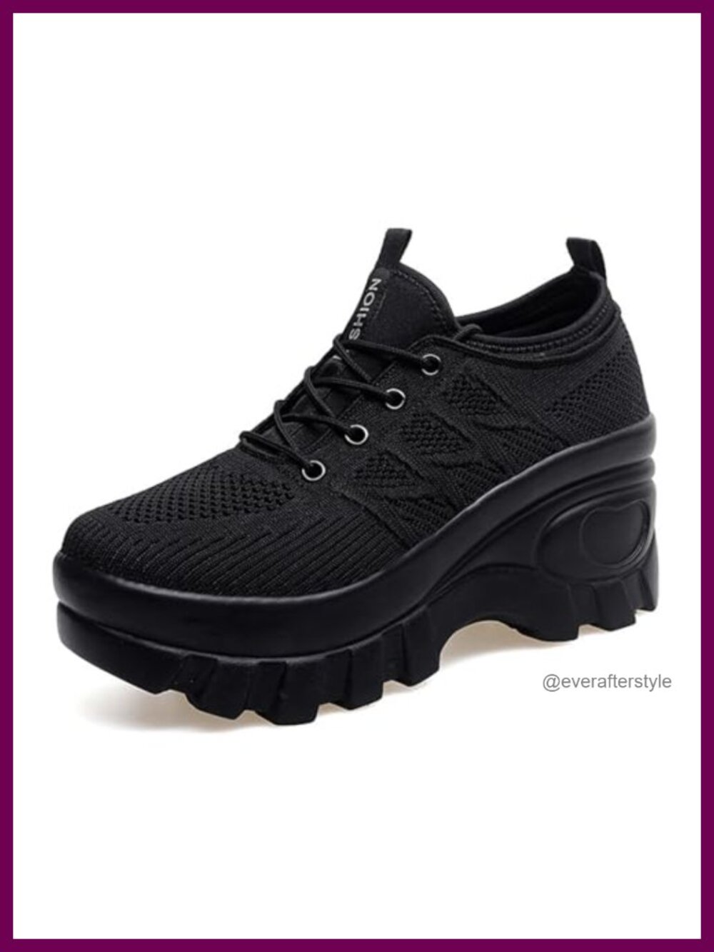 Women's Chunky Platform Orthopedic Wedge Walking Shoes Knitted Lace Up Lug Sole